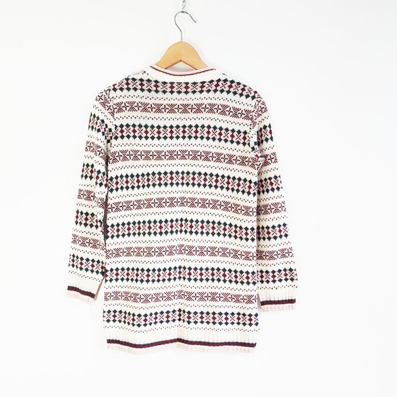 1980s Festive Beige Colorful Ski Sweater, Lightweight Zephyr Sweater Size M - Picture 4 of 10